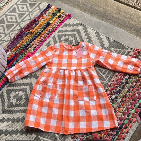 FIRKIAL ~ size 4 ~ kids dress ~ orange and white checkerboard! go vols! - Picture 3 of 10